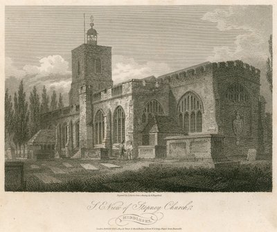 Nordøst udsigt over Stepney Church, London af English School