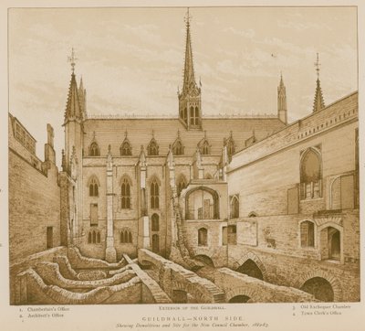 Nordsiden af Guildhall, London af English School
