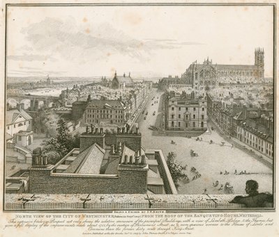 Nordlig udsigt over Westminster fra taget af Banqueting House, Whitehall af English School