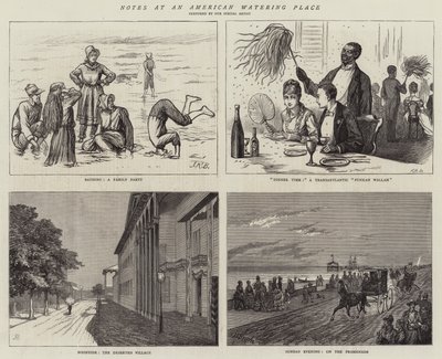 Notizen an einem amerikanischen Badeort (Gravur) von English School