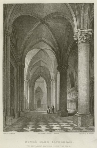 Notre Dame-katedralen, den ambulante sydlige side af koret (gravering) af English School