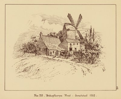 Nun Mill, Bishopthorpe Road, nedrevet 1882 (litho) af English School