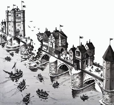Børnerimsillustration: London Bridge falder ned af English School