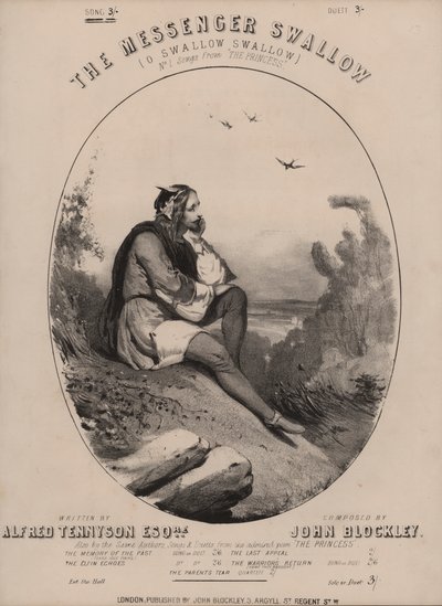 O Swallow Swallow, fra Tennysons The Princess (farve litho) af English School