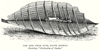 Eichenholzschiff aus Tune, Südnorwegen (Gravur) von English School