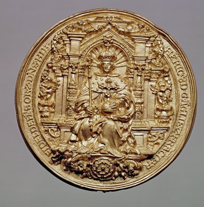 Forsiden af Henrik VIIIs segl (1491-1547) (guld) (se 181809 for bagside) af English School