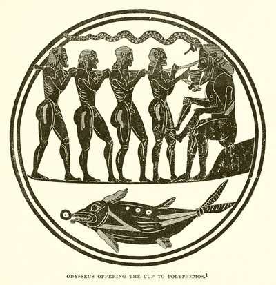 Odysseus tilbyder bægeret til Polyphemos af English School