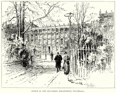 Uddannelsesministeriets kontor, Whitehall (kobberstik) af English School