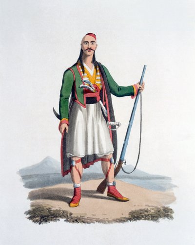 Officer of the Spahis, 1818 (farvet akvatint) af English School