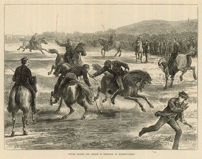 Officerer spiller polo (hockey til hest) på Woolwich Common af English School