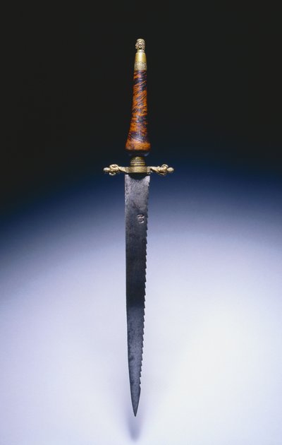 Officersstikbajonet, ca. 1690 (stål, messing og træ) af English School