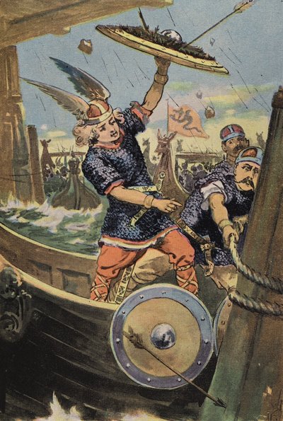 Olaf ved London Bridge (farve litho) af English School