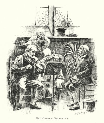 Old Church Orchestra (litho) af English School