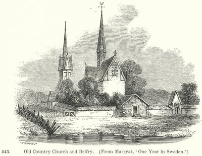 Old Country Church and Belfry (gravering) af English School