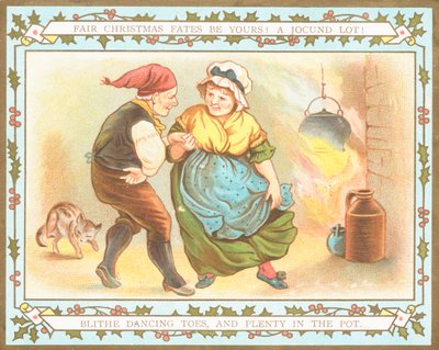Altes Paar tanzt, Weihnachtskarte von English School