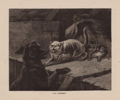 "Gamle fjender" (kobberstik) af English School