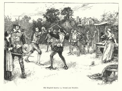Old English Sports, Sword and Buckler (gravering) af English School