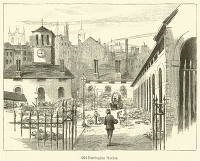 Det gamle Farringdon-marked (gravering) af English School
