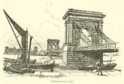 Old Hammersmith Bridge  af English School