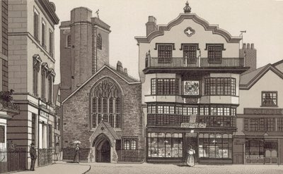 Gamle huse i domkirkegården (litho) af English School