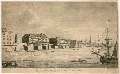 Old London Bridge, fra nær St Olaves Stairs af English School