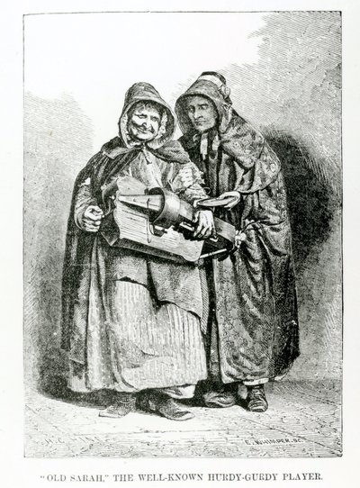 Gamle Sarah Den velkendte Hurdy-Gurdy-spiller, ca. 1840 af English School