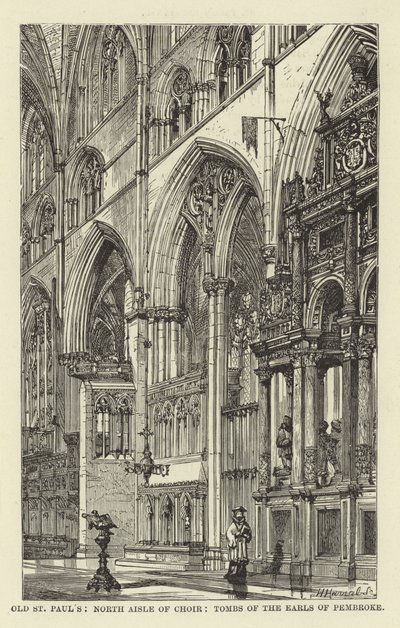 Old St Pauls, North Aisle of Choir, Tombs of the Earls of Pembroke af English School