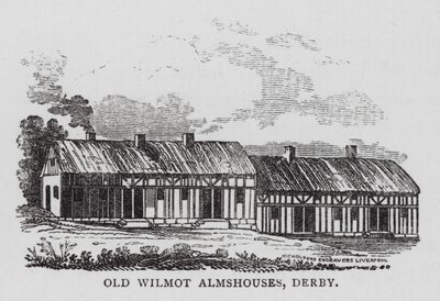 Old Wilmot Almshouses, Derby (gravering) af English School