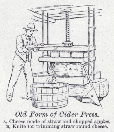 Gammel form for ciderpresse (litho) af English School