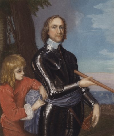Oliver Cromwell (farve litho) af English School