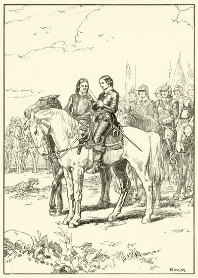 Oliver Cromwell (blæk på papir) af English School