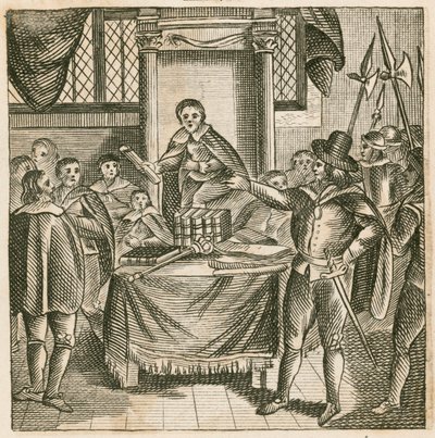 Oliver Cromwell afskediger Rump-parlamentet af English School