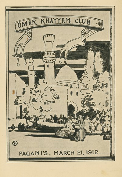 Omar Khayyam Club Dinner, 21. März 1912, im Paganis Restaurant von English School