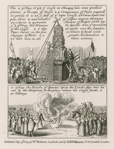 Den 2. maj 1643 blev korset i Cheapside, London, revet ned af English School