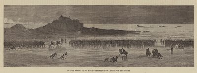 På stranden ved St. Malo, afgang af afgifter for fronten (gravering) af English School