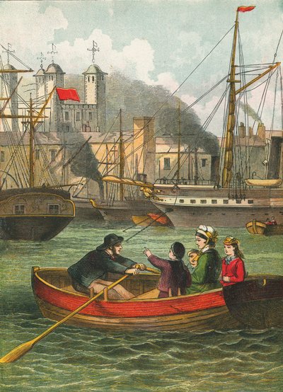 På Themsen ved Tower of London af English School