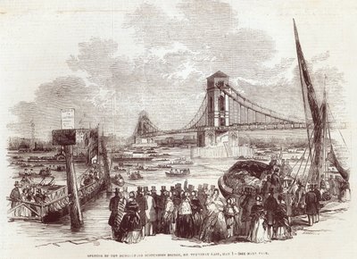 Åbning af Hungerford Suspension Bridge, fra 