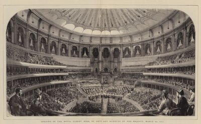 Åbning af Royal Albert Hall of Arts and Sciences af Hendes Majestæt, 29. marts 1871 (gravering) af English School