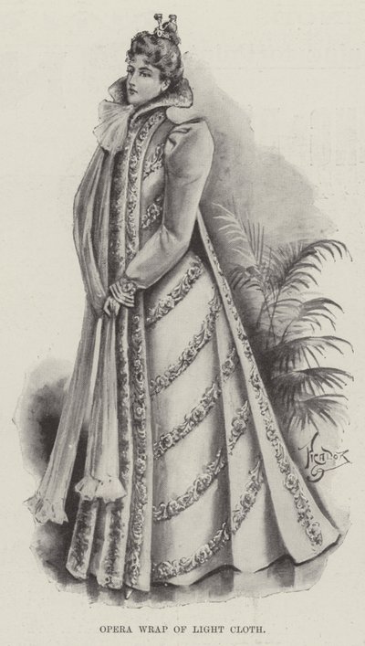 Opera-omslag af let stof (litho) af English School