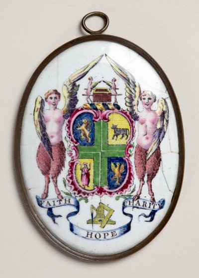Oval plakette med frimurermærke (emalje) af English School