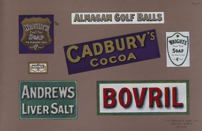 Seite aus Jordans Emaille-Schildern von English School