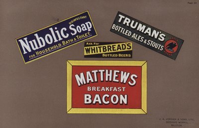 Seite aus Jordans Emaille-Schildern von English School