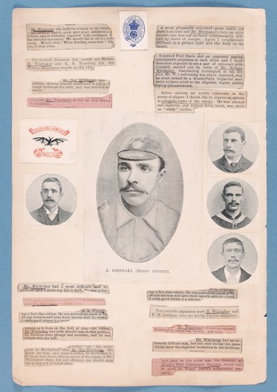Side fra en scrapbog udarbejdet af Nat Whittaker i sæsonen 1895-96 af English School