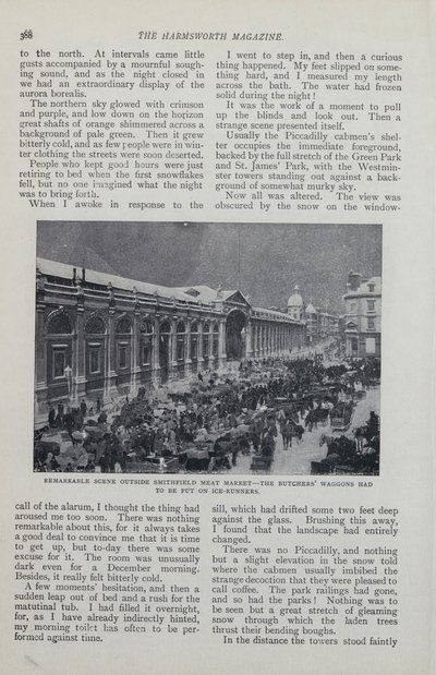 Side fra magasinartikel om et imaginært snebundet London af English School