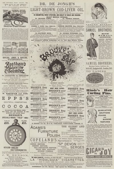 Side med annoncer (gravering) af English School