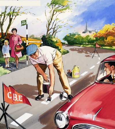 Weiße Linien malen von English School