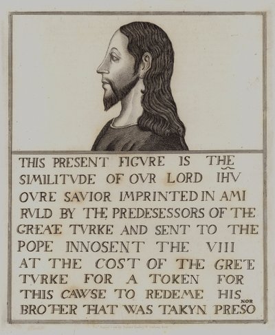 Maleri af Jesus Kristus på eg (gravering) af English School