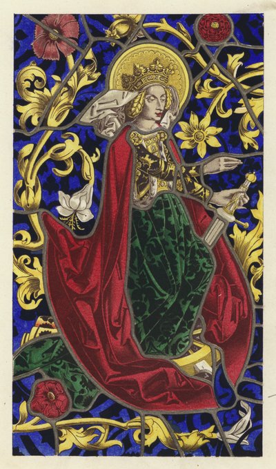 Panel af malet glas (chromolitho) af English School