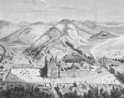 Panoramaudsigt over Basilica de Guadalupe, Mexico City 1880