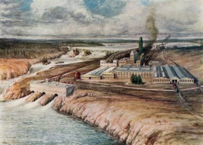 Papirfabrikker, Newfoundland (farvelitografi) af English School